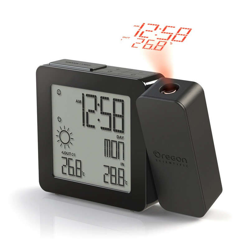 Oregon PROJI Projection Clock With Indoor Temperature - Black (OS1006 / RM338P)
