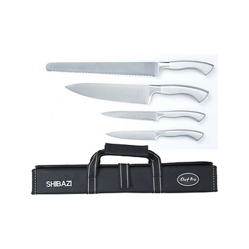 Shibazi Chef Pro 4pc Knife Set W/Black Roll Up Case