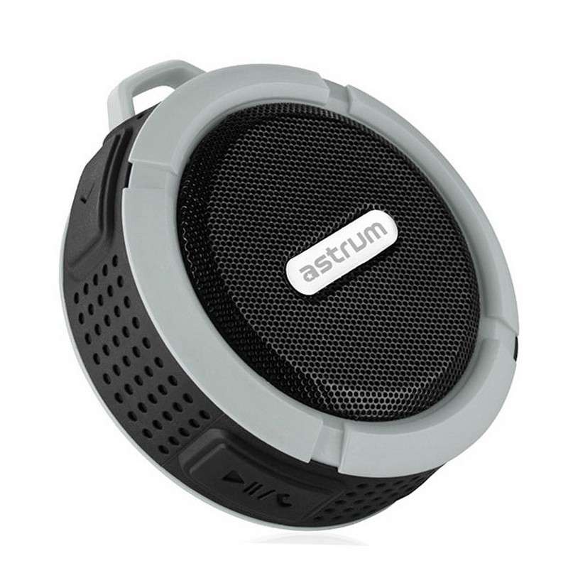 Astrum Waterproof Wireless Speaker SPEAKER BT3.0 MIC FM TF AUX IP68 SHOWER GREY