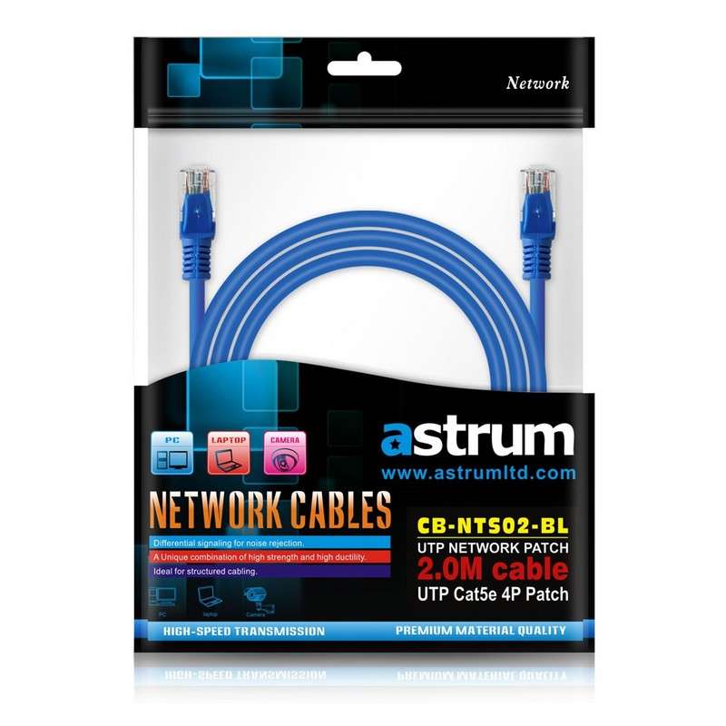 ASTRUM NETWORKING CABLE 2.0M CAT5E STR BLUE