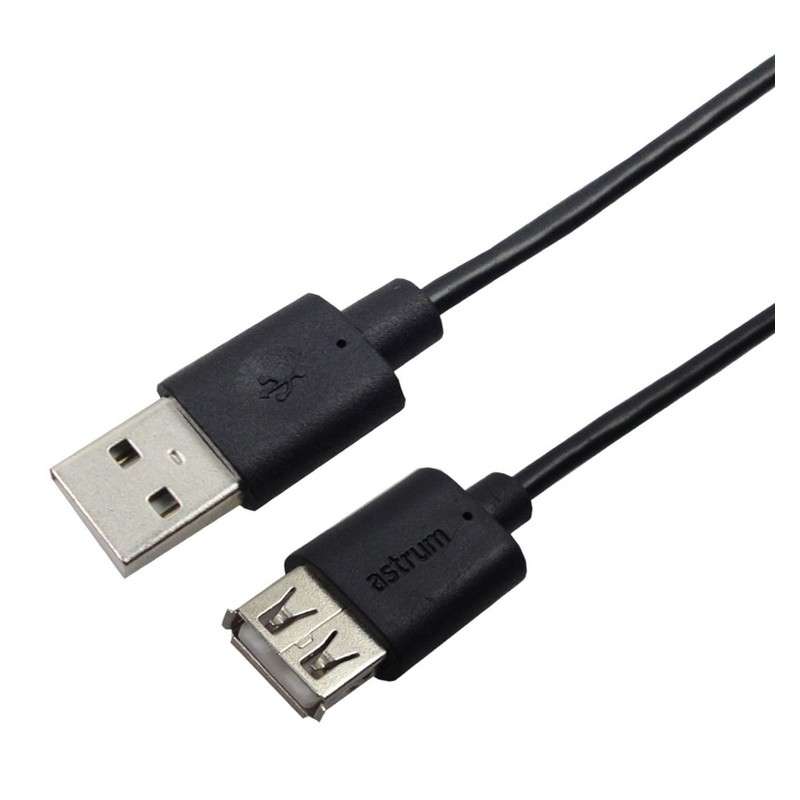 ASTRUM USB2.0 CABLE 1.8M TYPE A-F EXTENSION BLACK