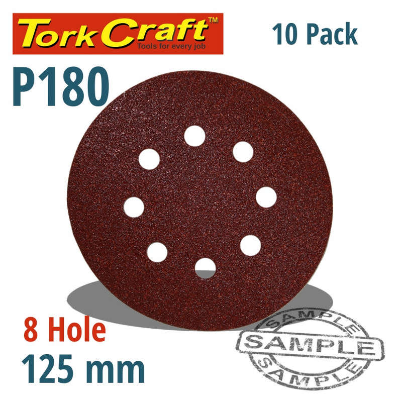 Tork Craft Sanding Disc Velcro 125mm 180 Grit With Holes 10/Pk