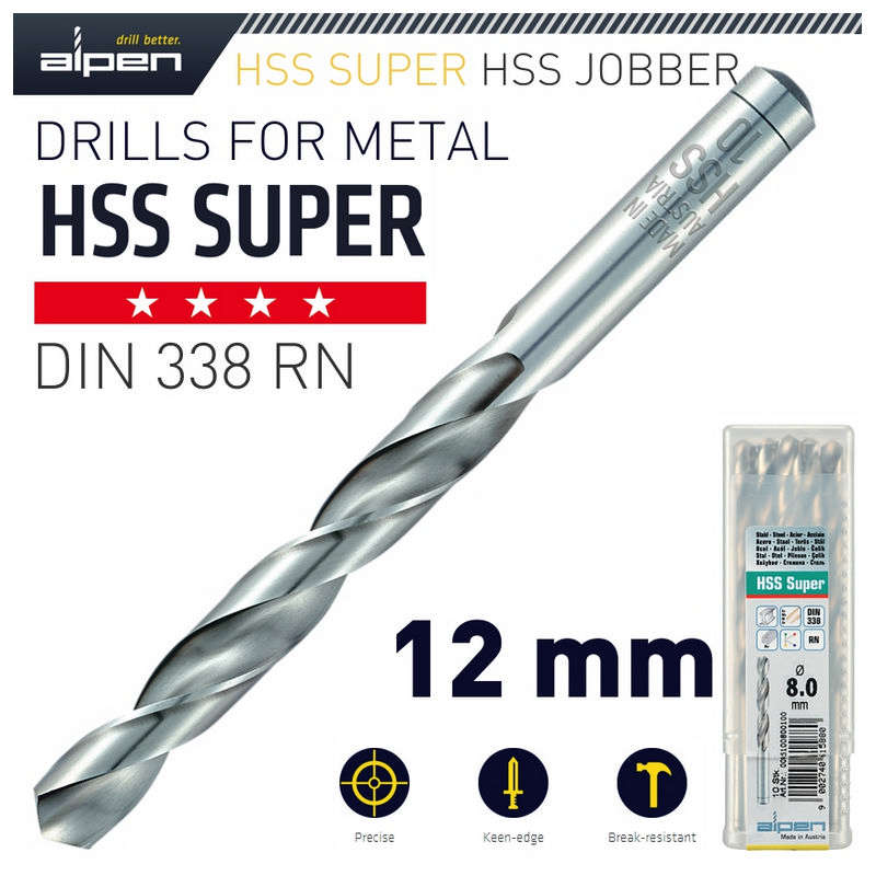 Alpen HSS Super Drill Bit 12mm Bulk