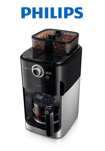 Philips Grind & Brew Coffee maker With glass jug Integrated coffee grinder Black & metal (HD7762/00)