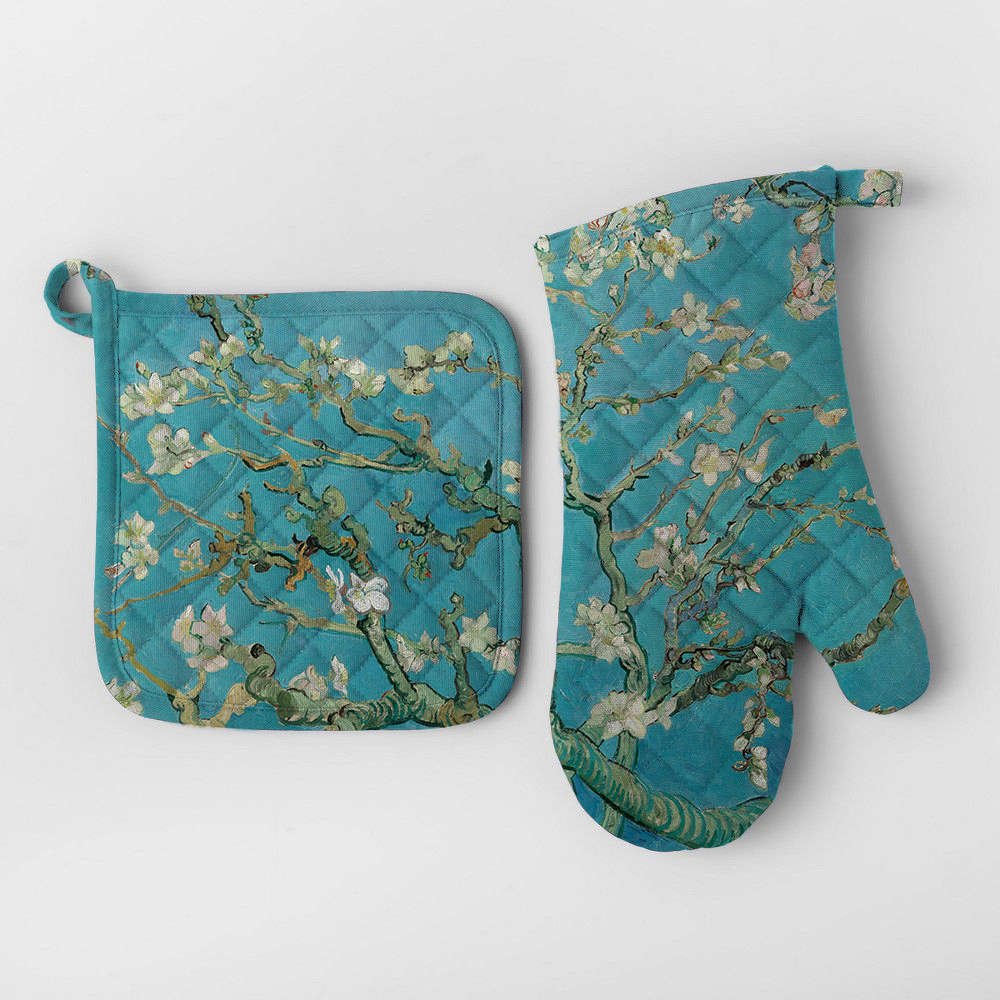 Oven Glove And Pot Stand Combo - Almond Blossoms