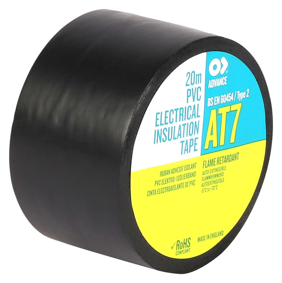Advanced Tapes (AT7 BLACK 20M X 38MM) Insulation Tape, 38.1mmx20m