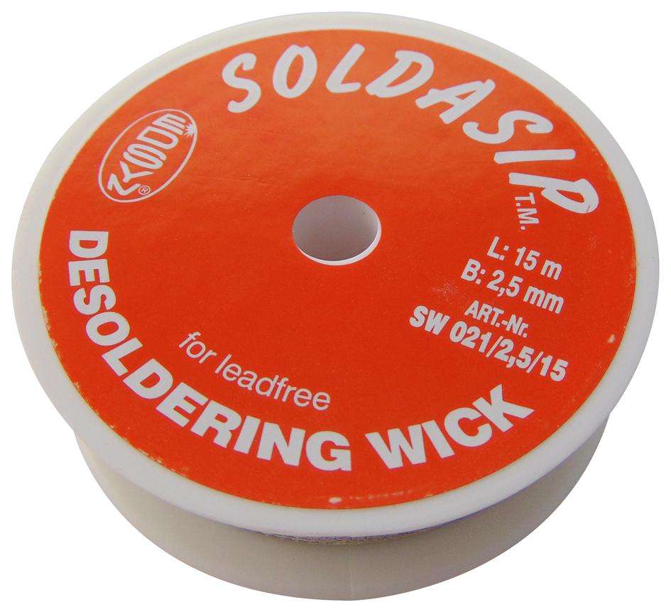 Edsyn (SW021/2,5/15) Desoldering Braid, Soldasip, Rosin, 2.5mm x 15m