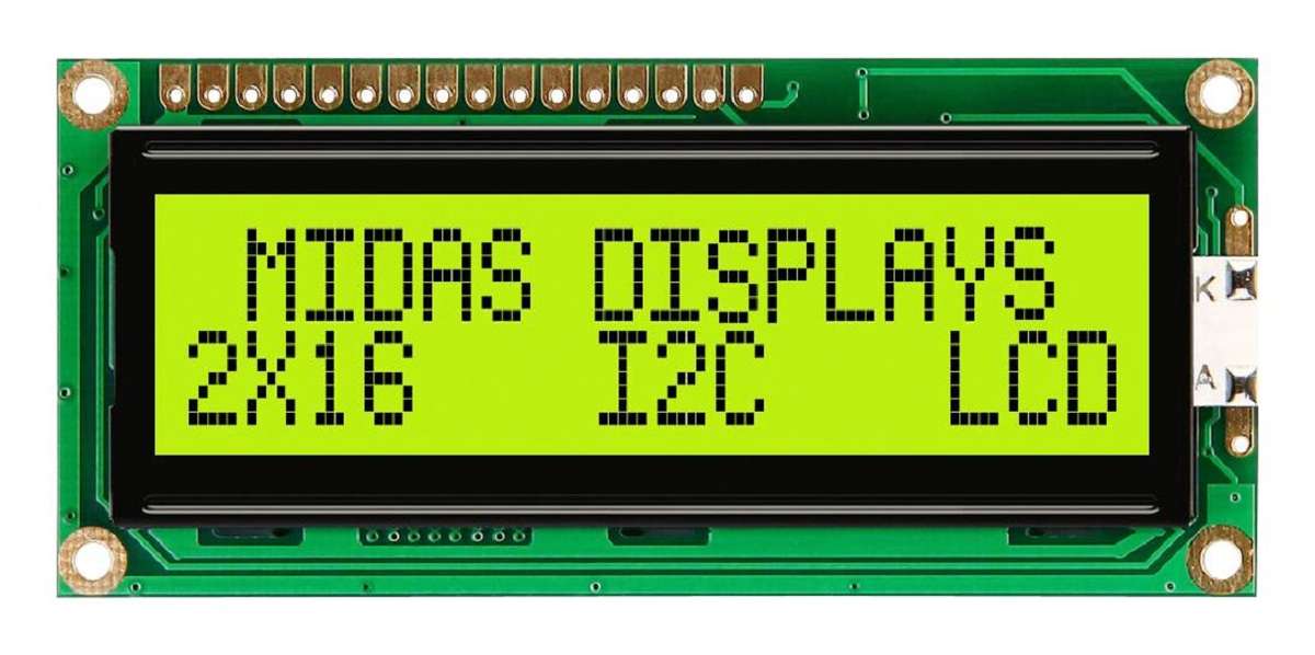 Midas (MC21605C6W-SPTLYI-V2) Alphanumeric LCD, Black on Yellow / Green