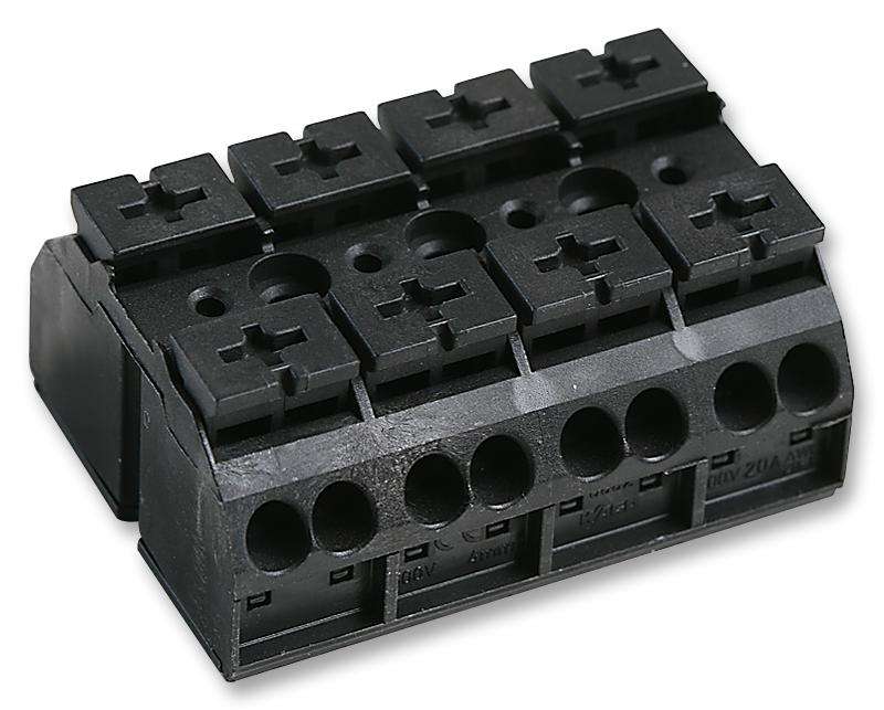 Wago (862-504.) Panel Mount Barrier Terminal Block, 2 Row, 4 Ways