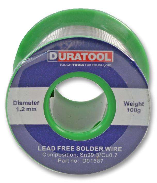 Duratool (D01687) Solder Wire, SN/CU, 1.2mm, 100g