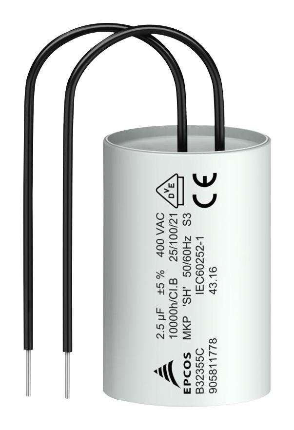 Epcos (B32355C4205J019) Motor Run Capacitor, Metallized PP, Can, 2 µF,