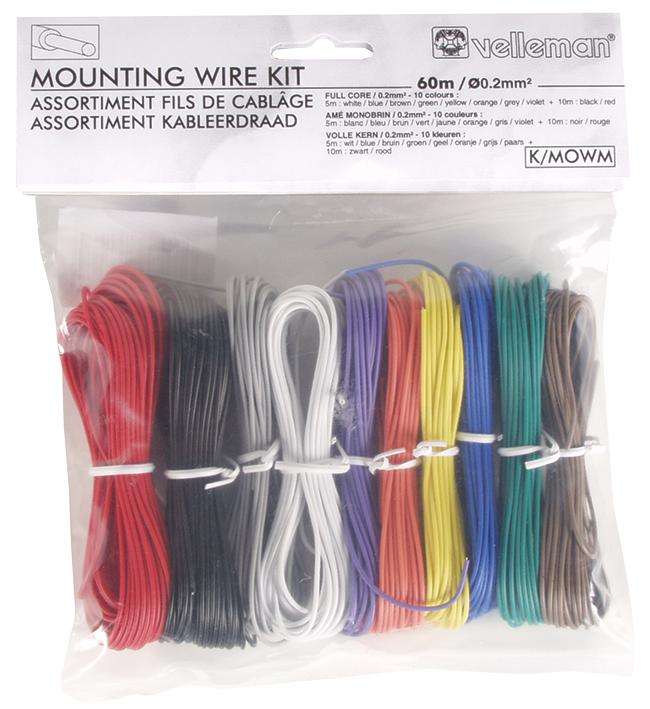 Velleman SA (K/MOWM) Single Core Mounting Wire Kit 8 x 5m, 2 x 10m 24 AWG