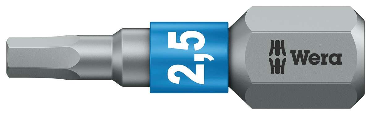 Wera (05056682001) Hex Driver Bit, Hex, 2.5mm Bit, 25 mm Overall