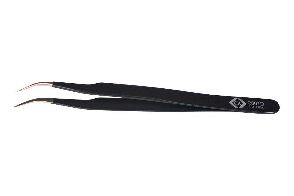 CK Tools (T2361D) Tweezer, Extra Fine Tip, ESD, 120mm, Stainless Steel