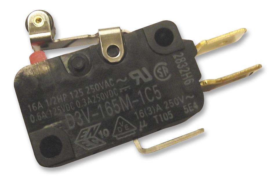 Omron (D3V-165M-1C5) Microswitch, Miniature, Short Hinge Roller Lever