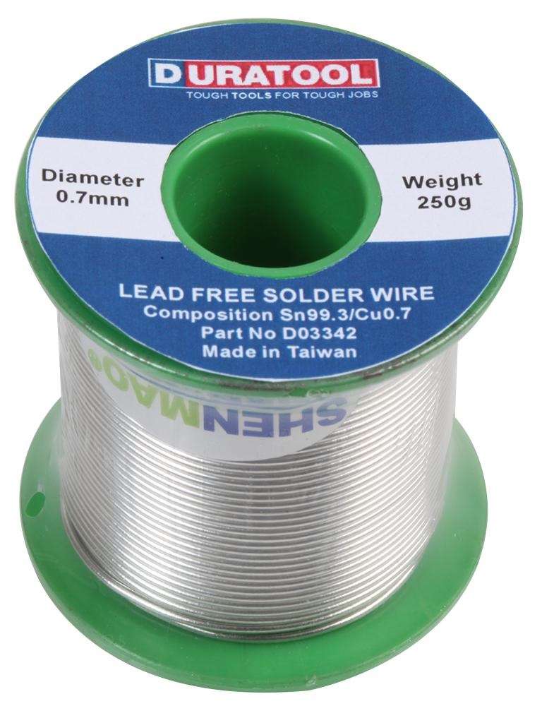 Duratool D03342 Solder Wire, SN/ CU, 0.7MM, 250G
