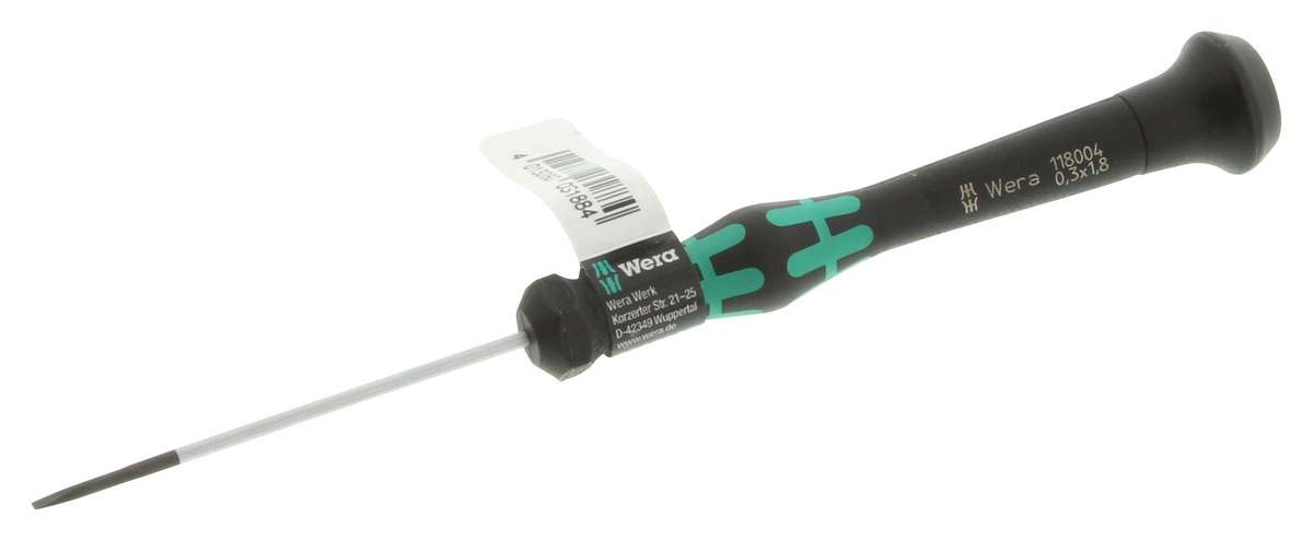 Wera (118004) Screwdriver, Slotted, Precision, 60 mm Blade, 1.8 mm Tip