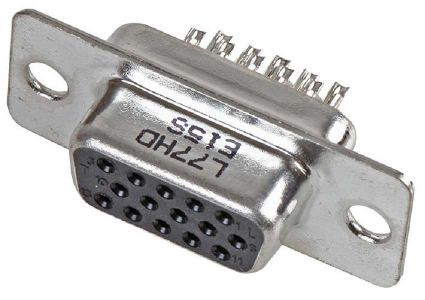 Amphenol (L77HDE15S) D Sub Connector, Receptacle, HD, 15 Contacts