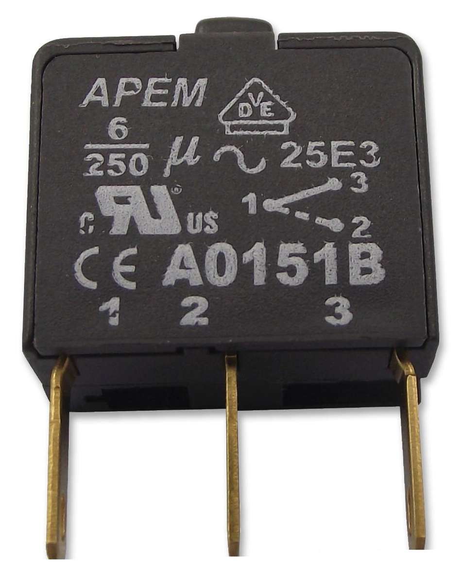 Apem (A0151B) Contact Block, SPCO, 6 A, 250 V, 1 Pole, Quick Connect