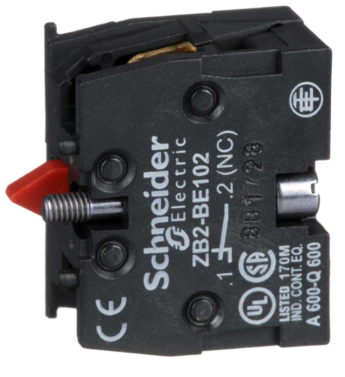 Schneider Electric (ZB2BE102) Contact Block, 10 A, 600 V, 1 Pole