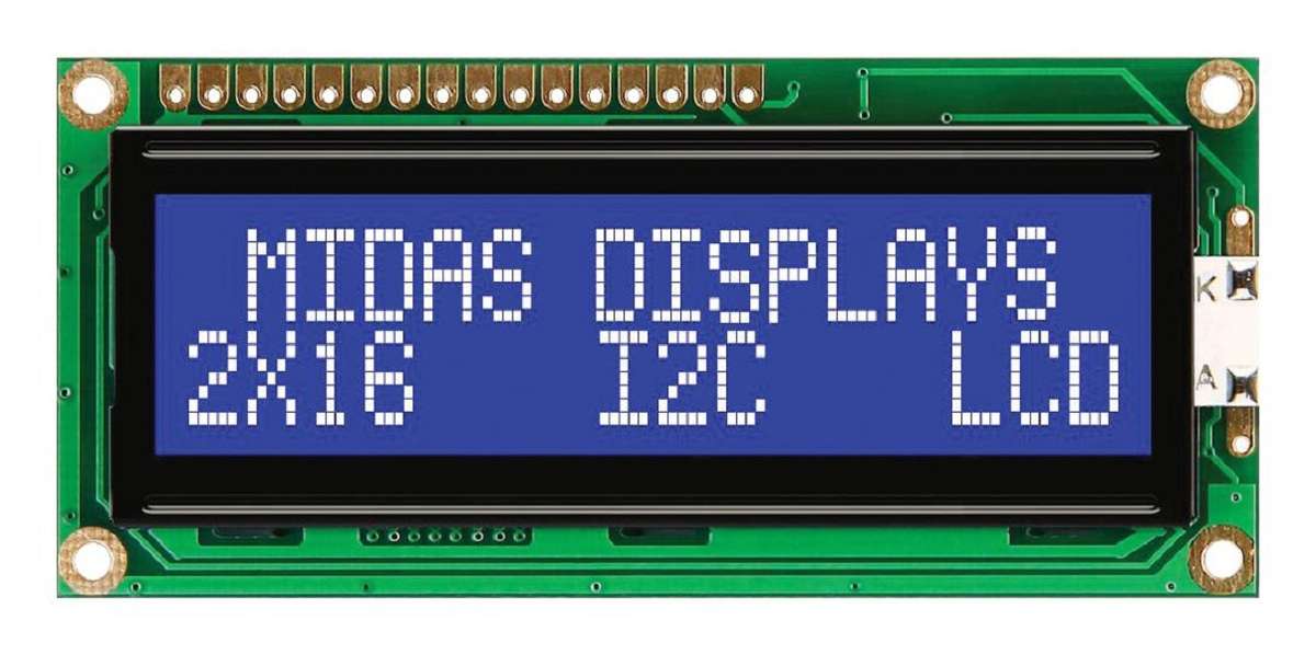 Midas (MC21605C6W-BNMLWI-V2) Alphanumeric LCD, 16 x 2, White on Blue