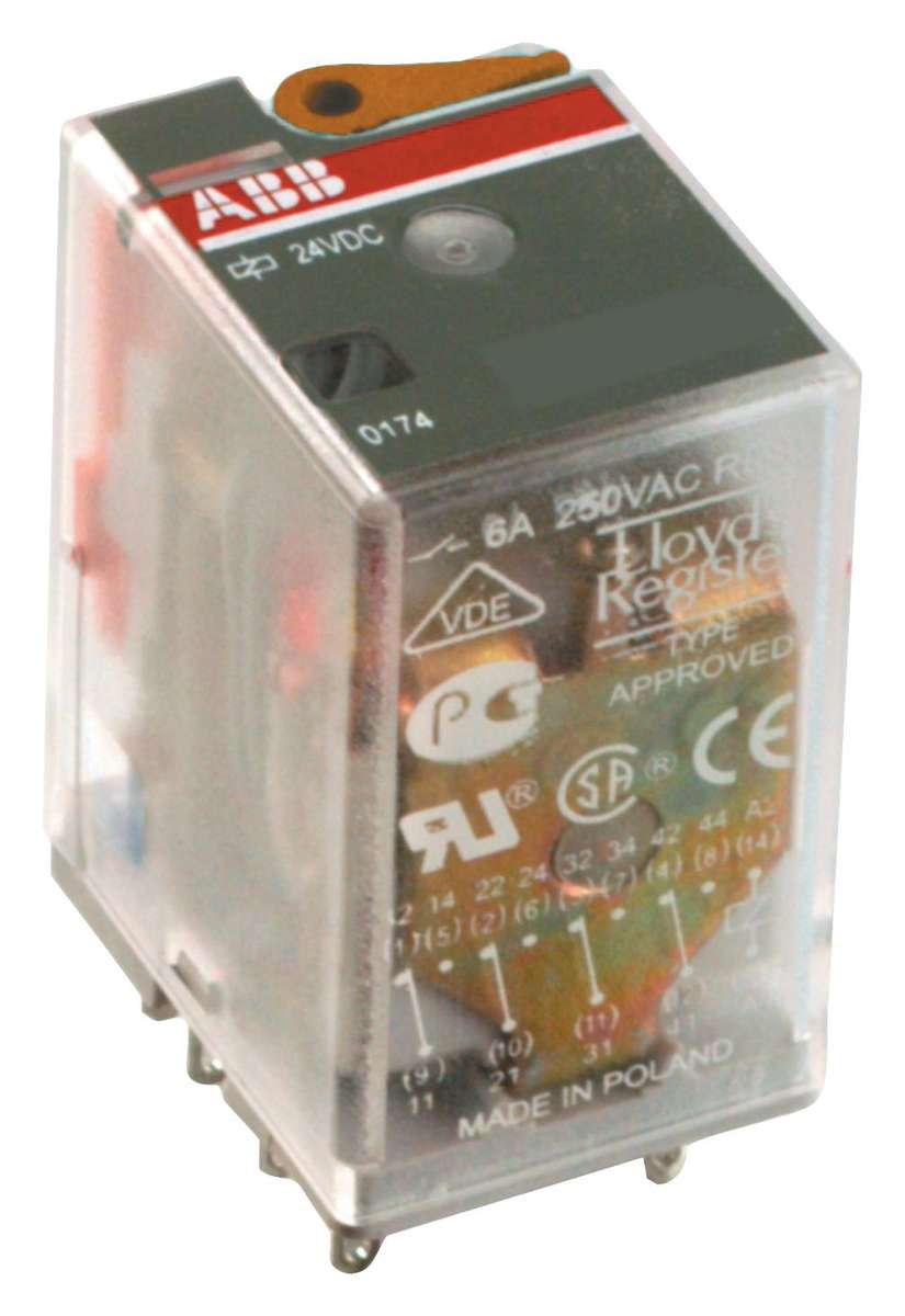 Abb (1SVR405611R0000) Power Relay, Interface, DPDT, 24 VAC, 12 A, CR-M
