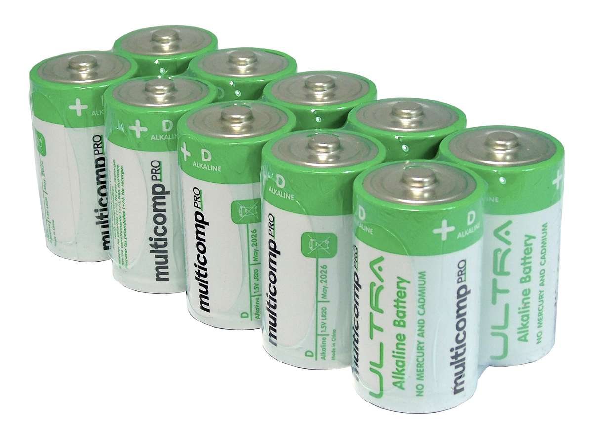 Multicomp Pro (PSG91116) Battery, 1.5 V, D, Alkaline, 12 Ah, 34.2 mm