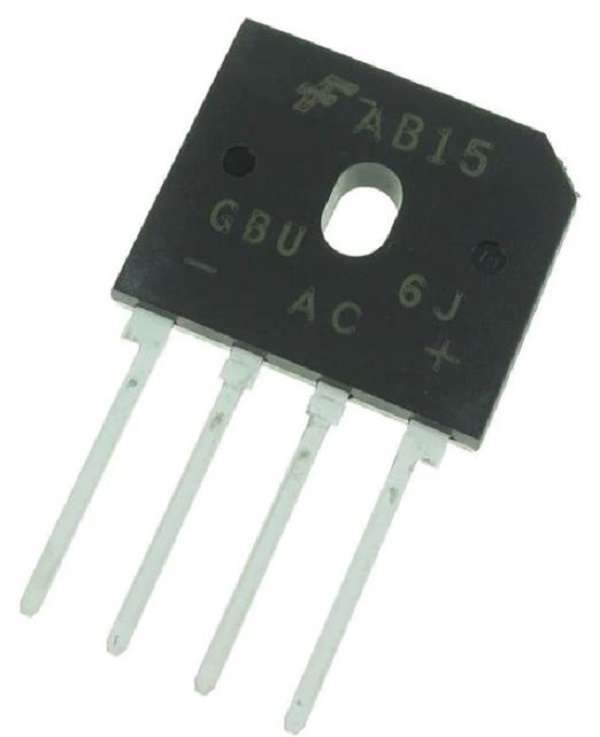 Onsemi (GBU6J) Bridge Rectifier, Single Phase, 600 V, 6 A, SIP, 4 Pins, 1 V