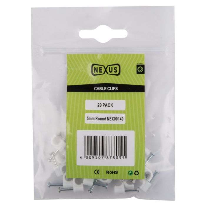 Nexus - Cable Saddle Round 5mm 20 - 24 Pack