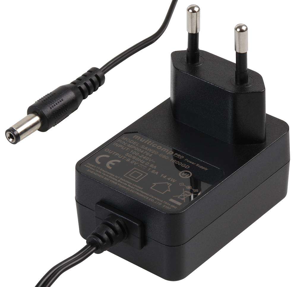Multicomp Pro (MP004764) AC/DC Power Supply, 15 W, 9 V, 1.6 A