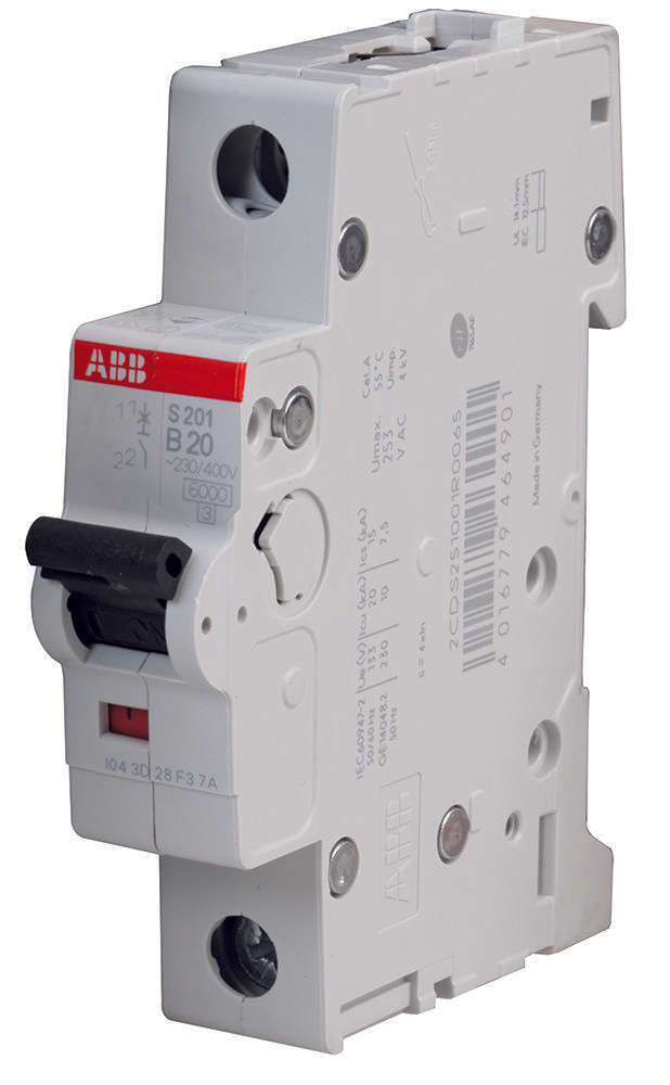 Abb (S201-B20) Thermal Magnetic Circuit Breaker, 20 A, 1 Pole