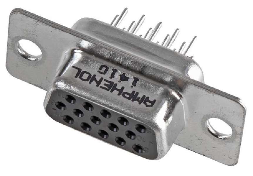 Amphenol (L77HDE15SOL2) D Sub Connector, Receptacle, HD, 15 Contacts