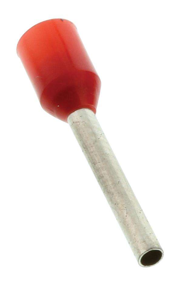 Multicomp Pro (E1012-L-RED) Wire Ferrule, Single Wire, 18 AWG, 1 mm², 12 mm
