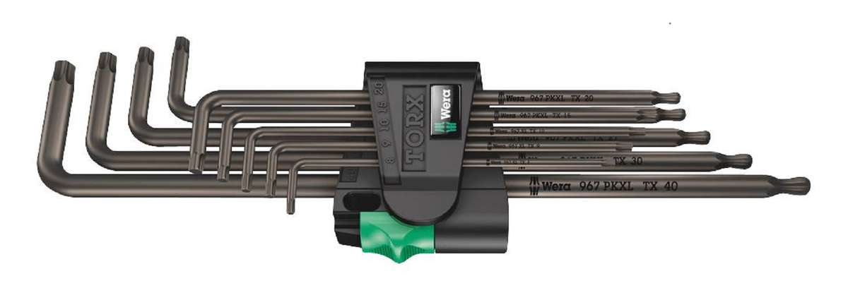 Wera (967/9 TX XL 1) Key Set, Torx, L Key, Long, T8 - T40, 9 Piece