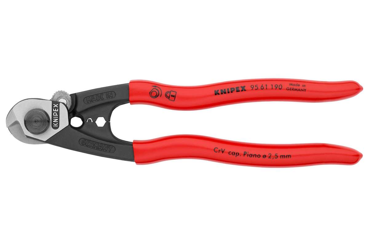Knipex (95 61 190) Cutter, Nibbler, Wire Rope, 6 mm Cutting Capacity