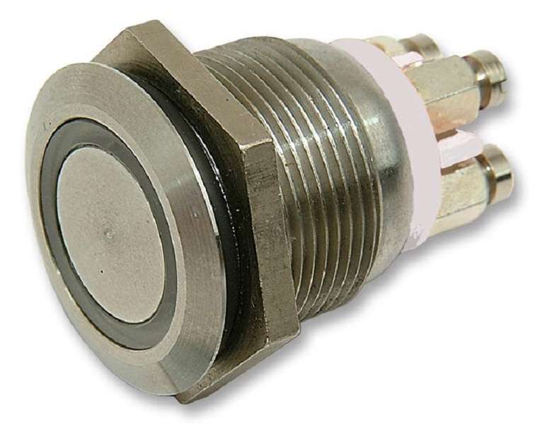 Bulgin Limited (MPI002/TERM/D1) Vandal Resistant Switch, 19.2 mm, SPST-NO
