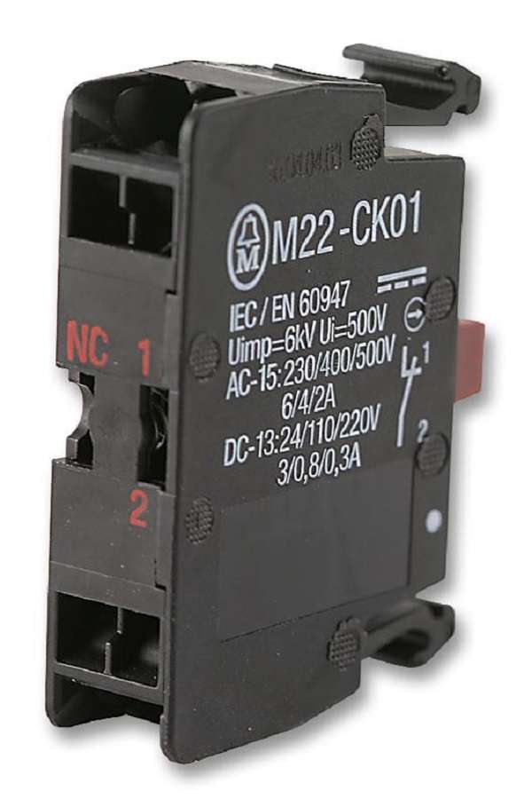 Eaton (M22-CK01) Contact Block, Flush, 1NC, 4 A, 500 V, 1 Pole