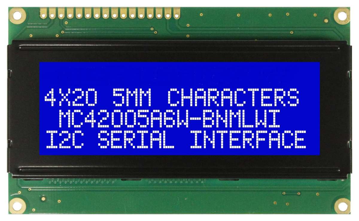 Midas (MC42005A6W-BNMLWI-V2) Alphanumeric LCD, 20 x 4, White on Blue, 5V