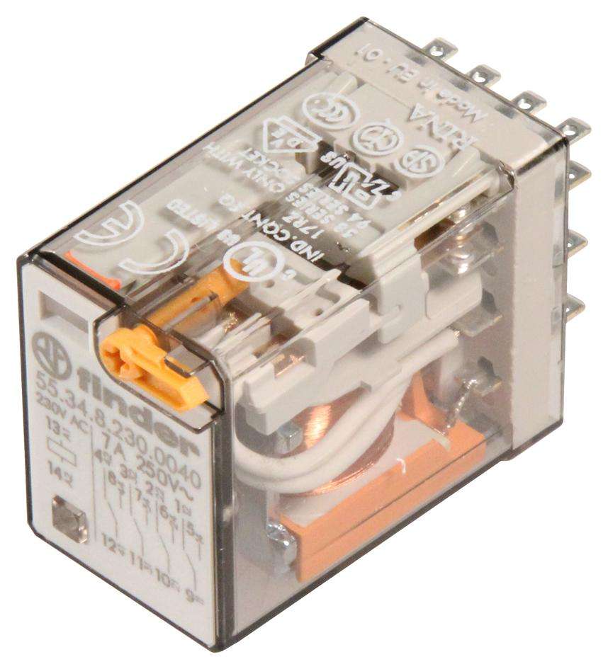 Finder (55.34.8.230.0040) General Purpose Relay, Power, 230 VAC, 7 A
