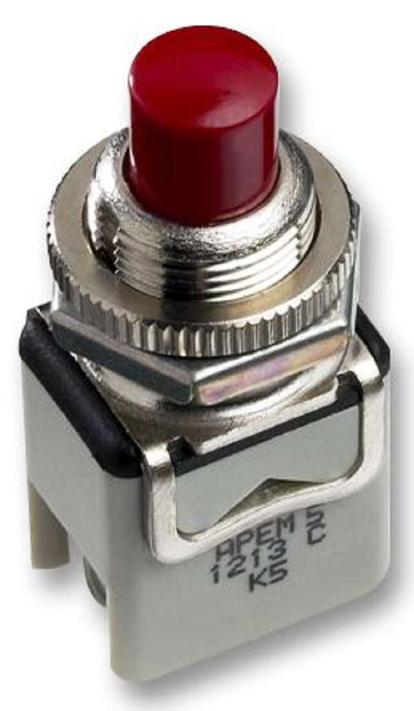 Apem (1213C6) Pushbutton Switch, 1200 Series, 12.2 mm, SPST-NO, Off-(On)