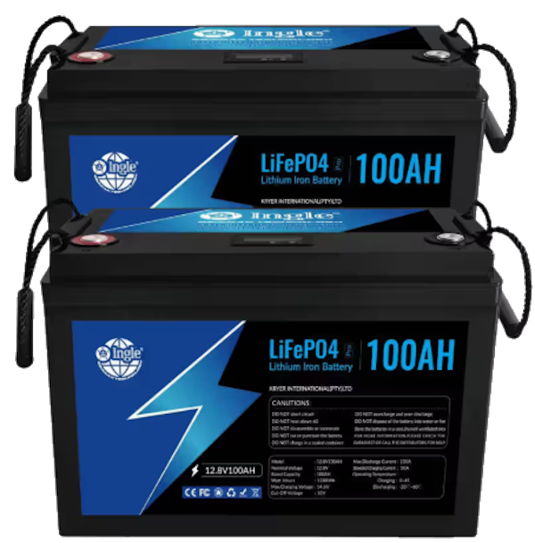 2 x 12.8V 100AH LiFeP04 Lithium Iron Battery - INGLE