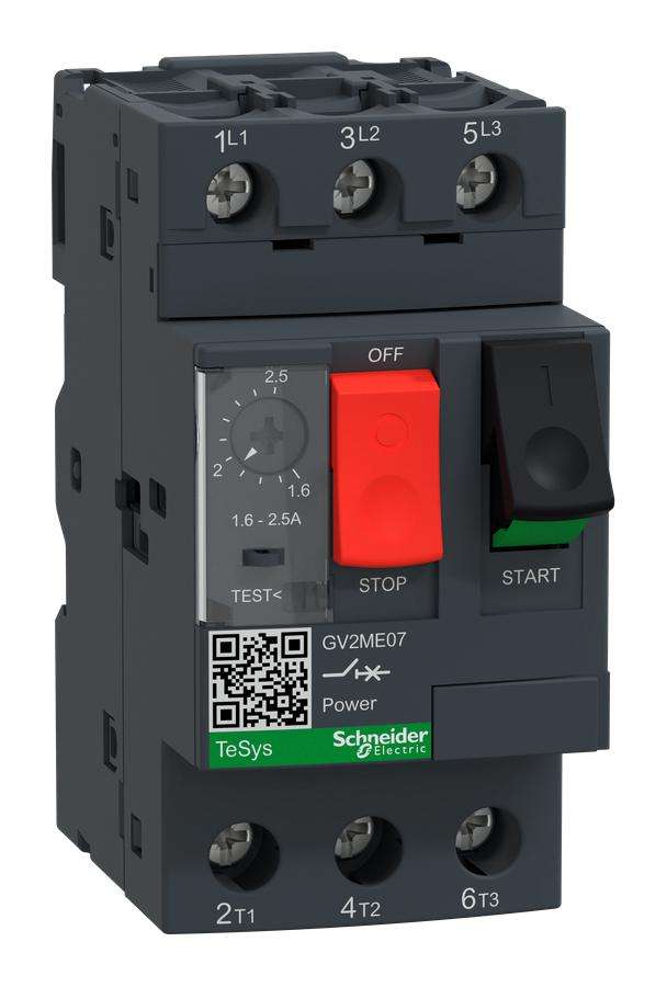 Schneider Electric (GV2ME07) Thermal Magnetic Circuit Breaker, 2.5A, 3 Pole