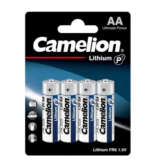 CAMELION FR6-BP4 AA=Size Battery 1.5V Lithium Iron 4/Pack