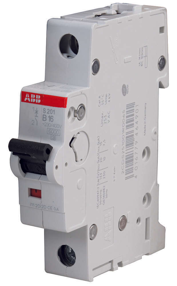 Abb (S201-B16) Thermal Magnetic Circuit Breaker, 16 A, 1 Pole
