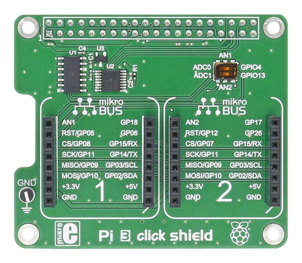 Mikroelektronika (MIKROE-2756) Expansion Board, Pi 3 Click Shield