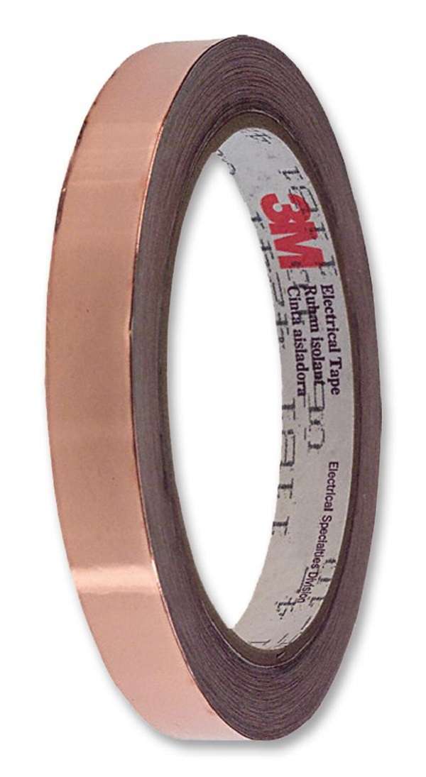 3M (1181 6MM) Tape, Conductive Shielding, Copper Foil, 6.35 mm x 16.5 m