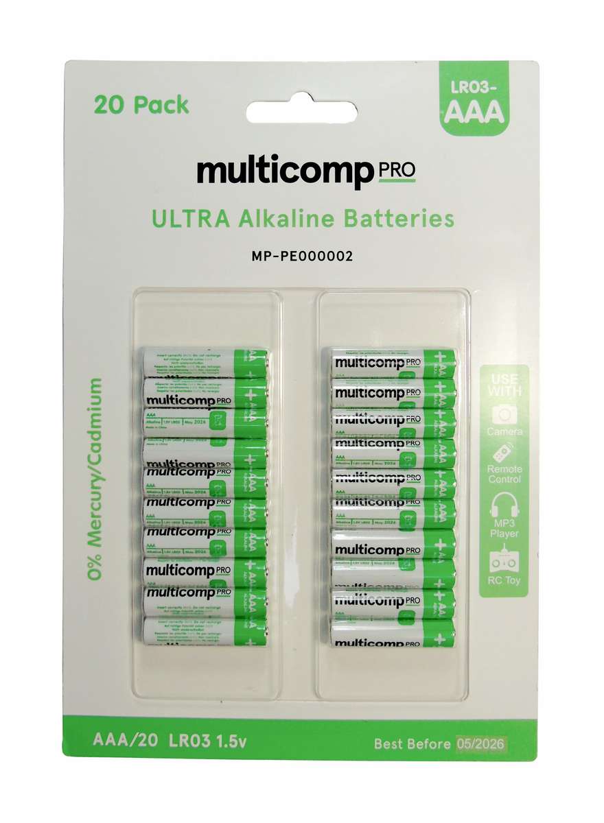 Multicomp Pro (PE000002) Battery, 1.5V, AAA, Alkaline, 1.1Ah, 10.5mm