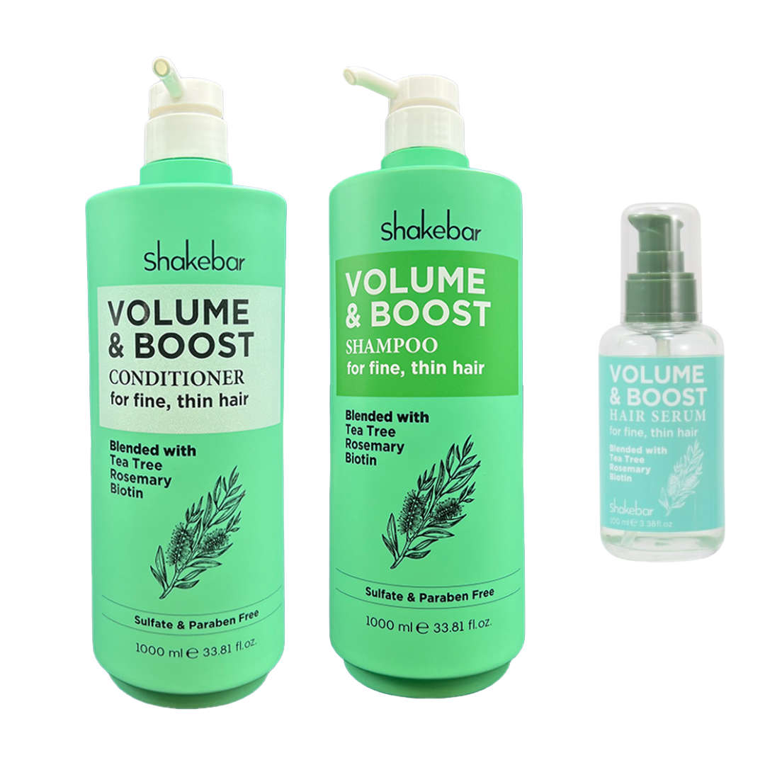 Shakebar Volume & Boost 1L Shampoo, Conditioner & 100ml Hair Serum