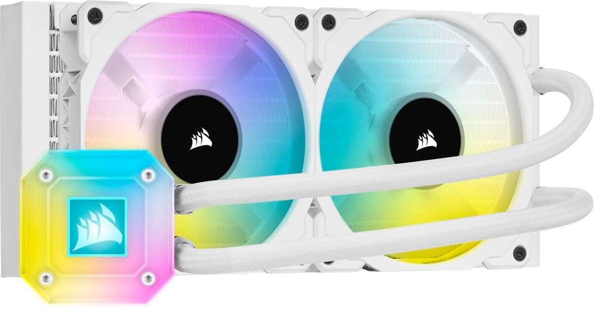 CORSAIR iCUE H100i ELITE RGB 240mm Liquid CPU Cooler - White.