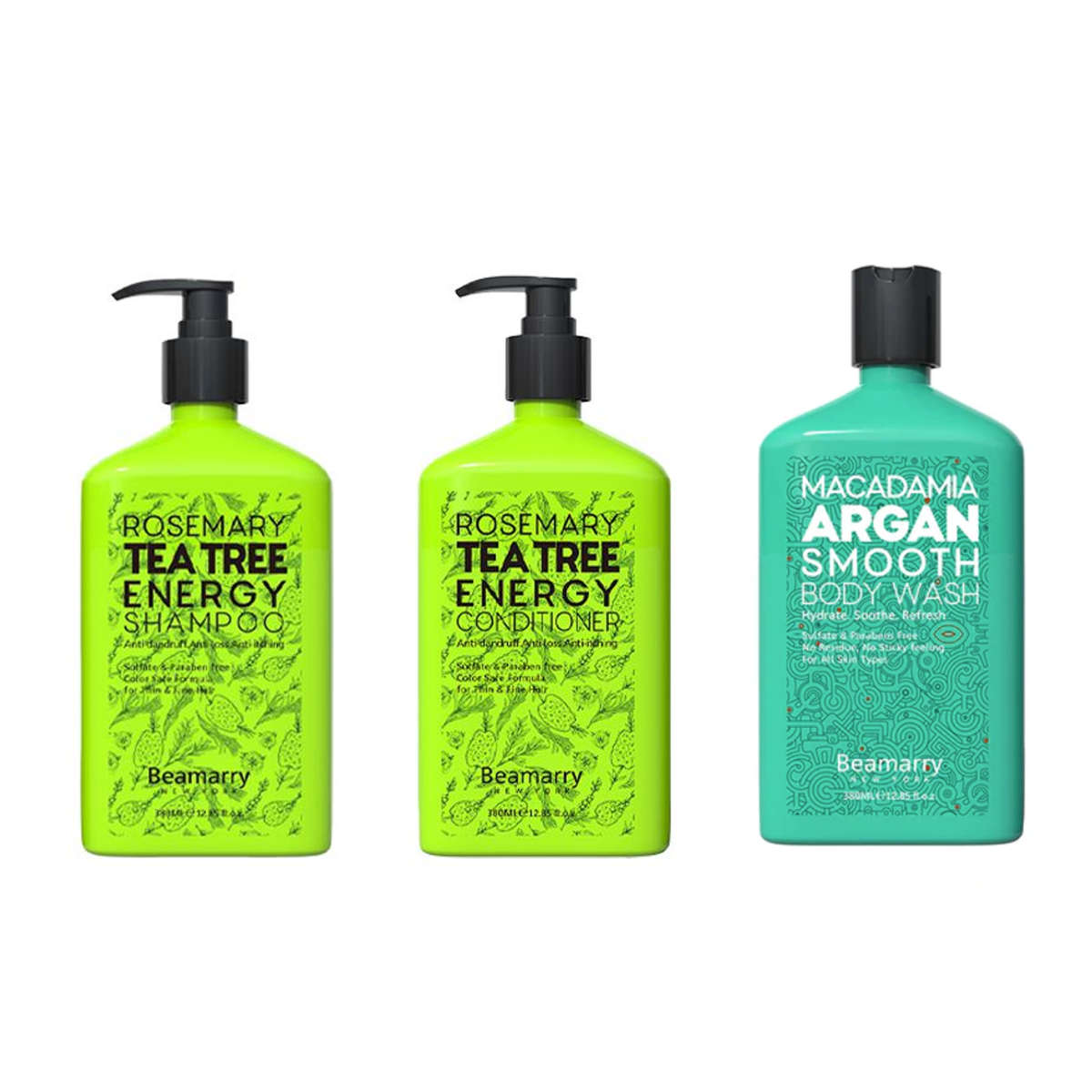 Beamarry Tea Tree Energy Shampoo +Conditioner +Body Wash 380ml Sulfate Free